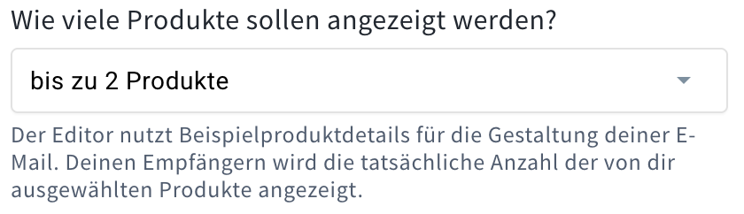 Dropdown-Menü zur Auswahl, wie viele Produkte angezeigt werden sollen.