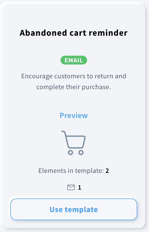 Example showing one of the available automation templates with Preview and Use template buttons visible.