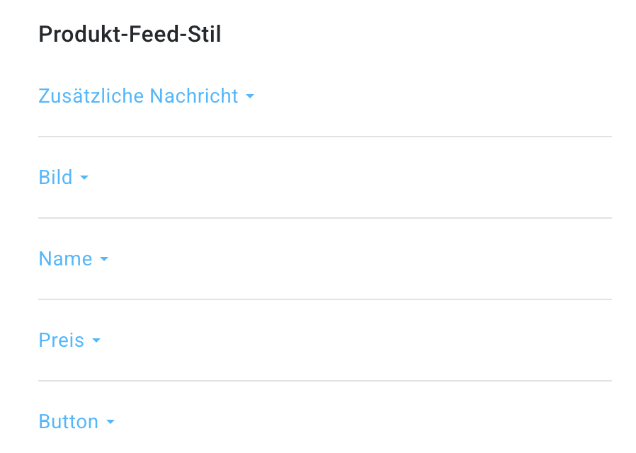 Bereich für den Stil des Produkt-Feeds