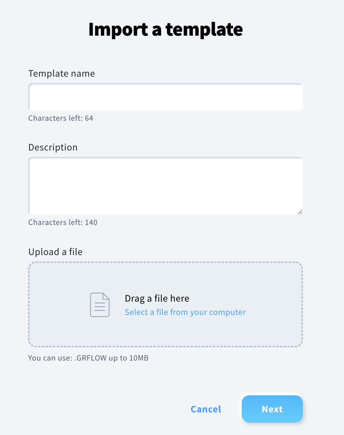 Import page.