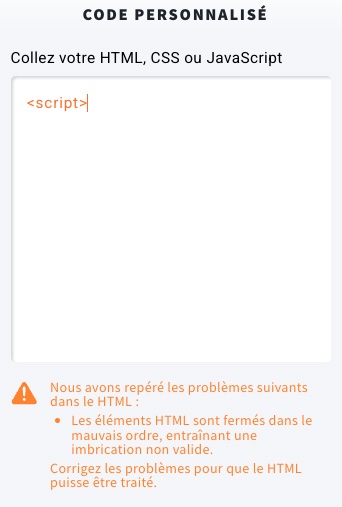 erreur de l'éditeur de code