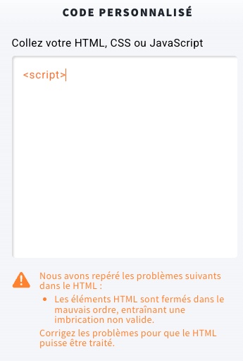 erreur de l'éditeur de code