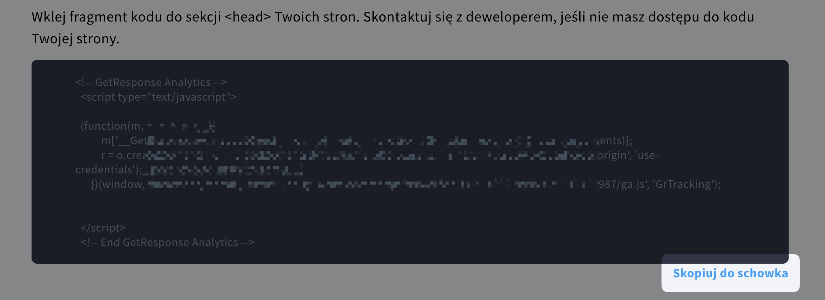 Jak skopiować kod WebConnect do schowka.