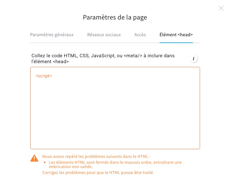 Éditeur de code de la section principale