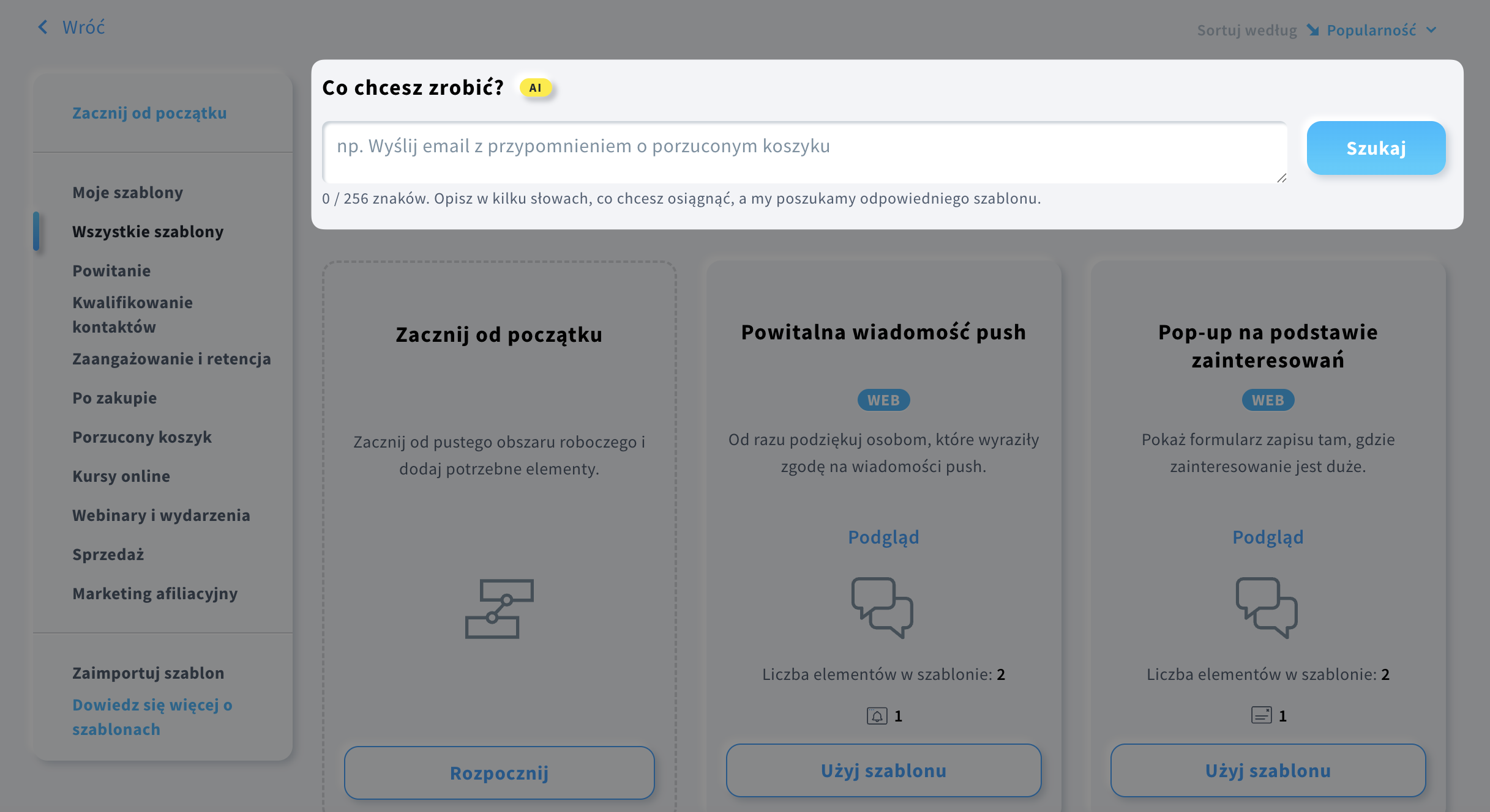 Asystent Szablonów AI w GetResponse.