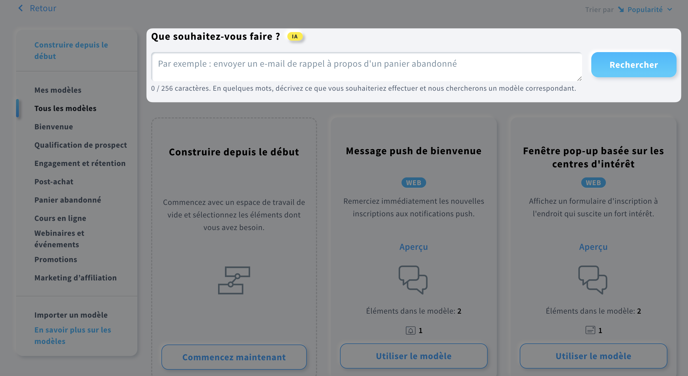 Assistant IA de modèles dans GetResponse.