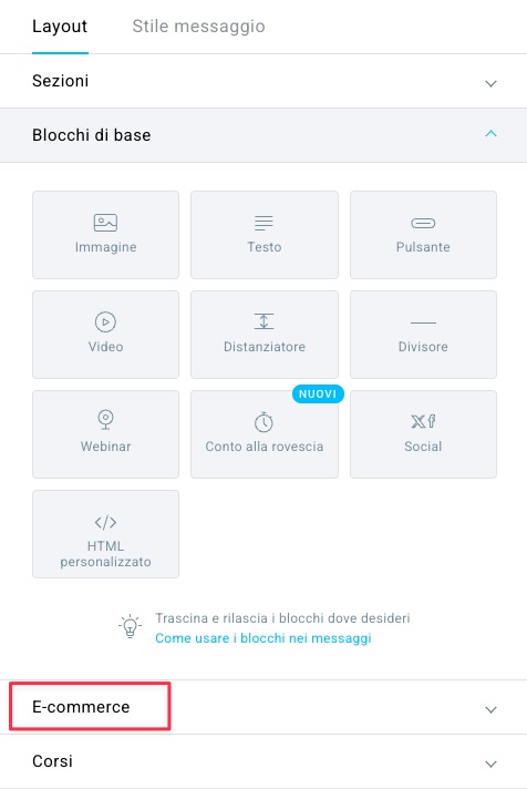 sezione e-commerce