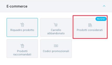 Blocco di prodotti considerati in un messaggio di automazione.