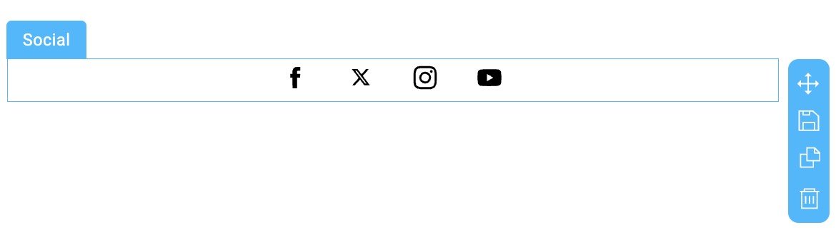 Iconos de redes sociales en el editor de mensajes de GetResponse.