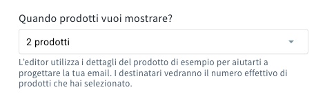 Menu a tendina che consente di selezionare quanti prodotti visualizzare.