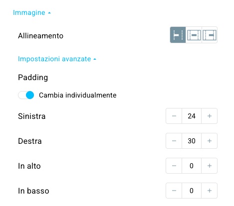 impostazioni dell'immagine.