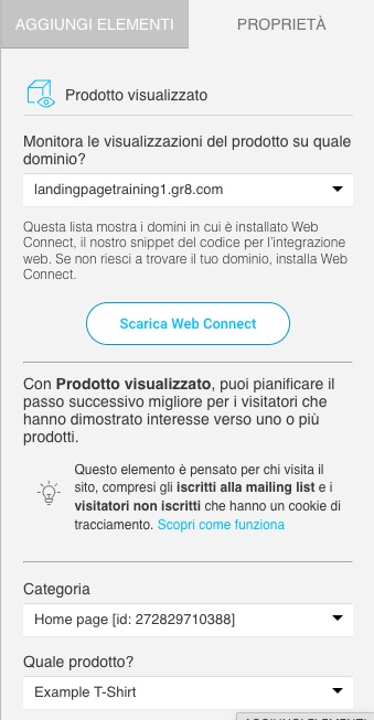proprietà del Prodotto visualizzato