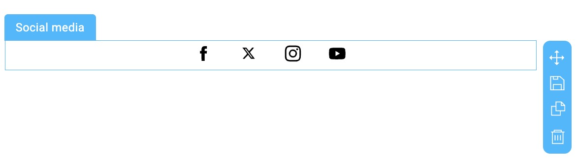 Ikony social media w edytorze wiadomości GetResponse.