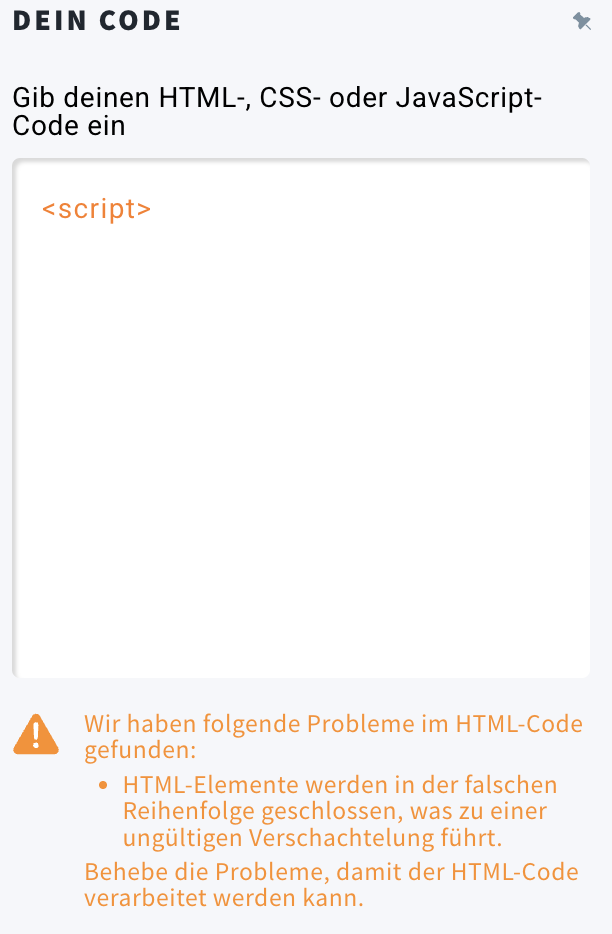 Fehler im Code‑Editor