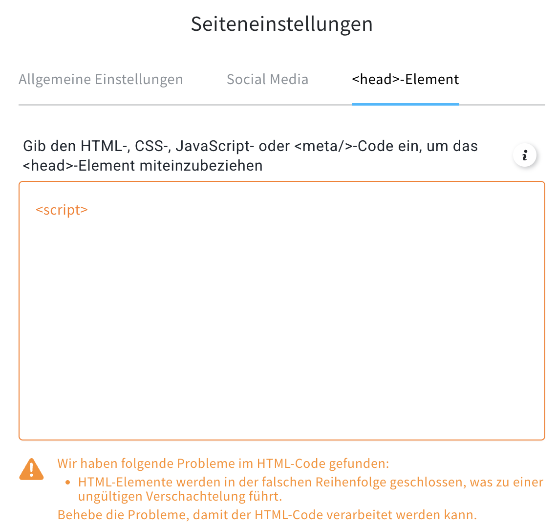 Code‑Editor im Kopfbereich