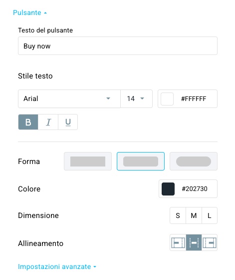 impostazioni dei pulsanti.