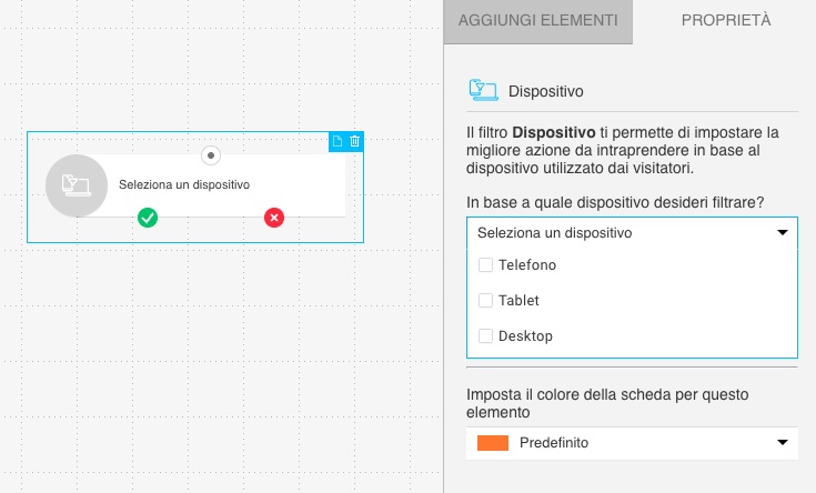 Proprietà del filtro Dispositivo nel canale web