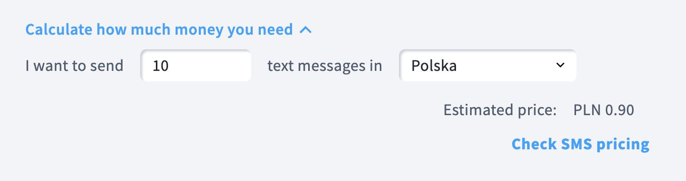Example of how SMS balance calculator can be used.