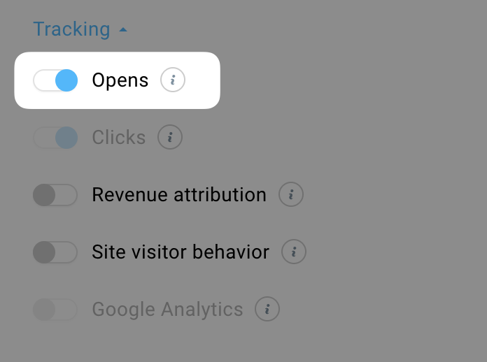 Opens toggle allowing to disable open rate tracking for a message.