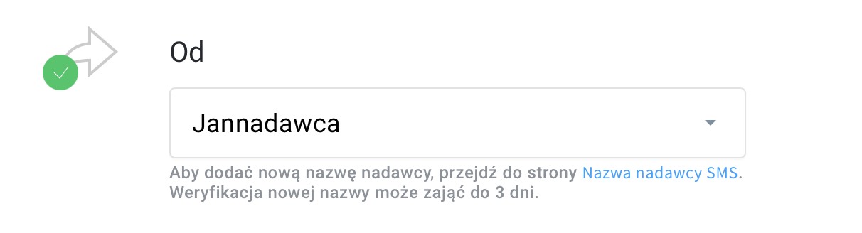 Wybór nazwy nadawcy SMS.
