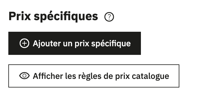Paramètres pour les prix spéciaux