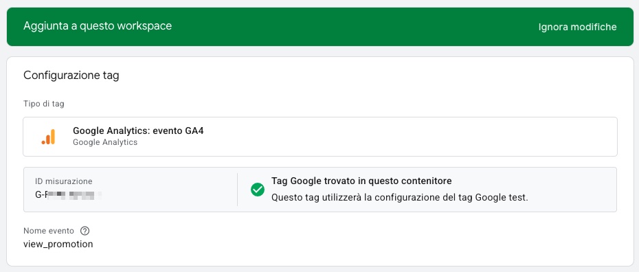 Configurazione dei tag in GTM