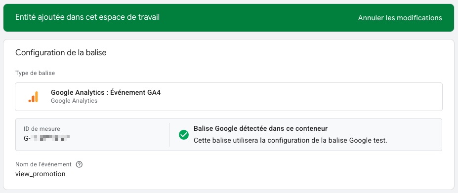 Configuration des balises dans GTM