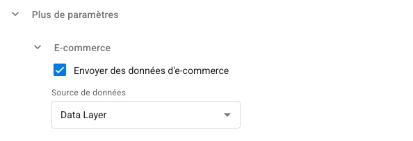 Configuration des données e-commerce au sein des balises dans GTM
