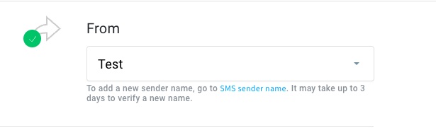 Choosing the SMS sender name.