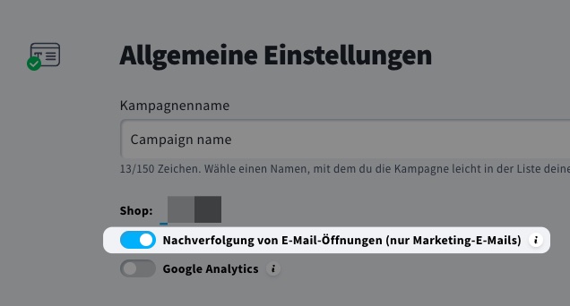 Deaktivierung des Öffnungstrackings in E-Commerce-Kampagnen.