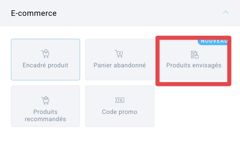  Produits envisagés en compte dans un message automatisé.