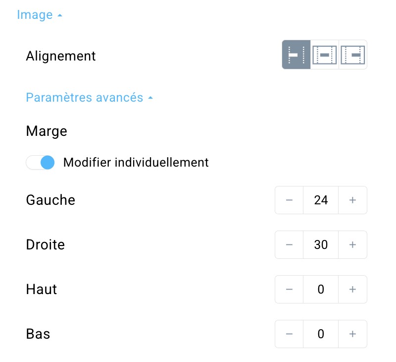 paramètres d'image.