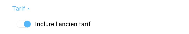 Activer ou désactiver l'affichage de l'ancien tarif.