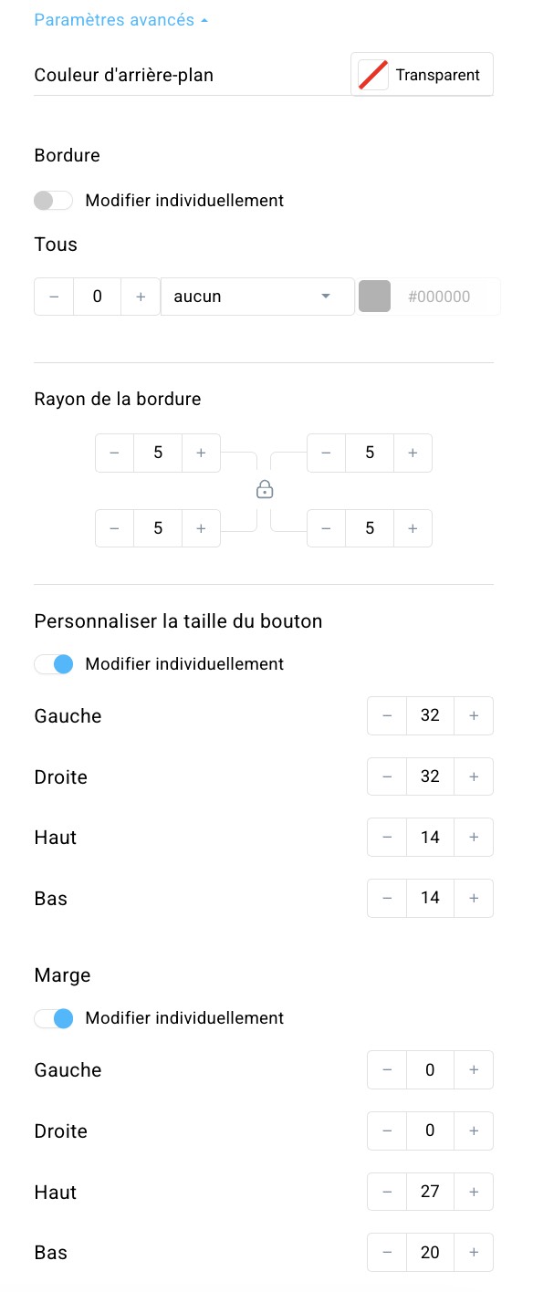 bouton Paramètres avancés.