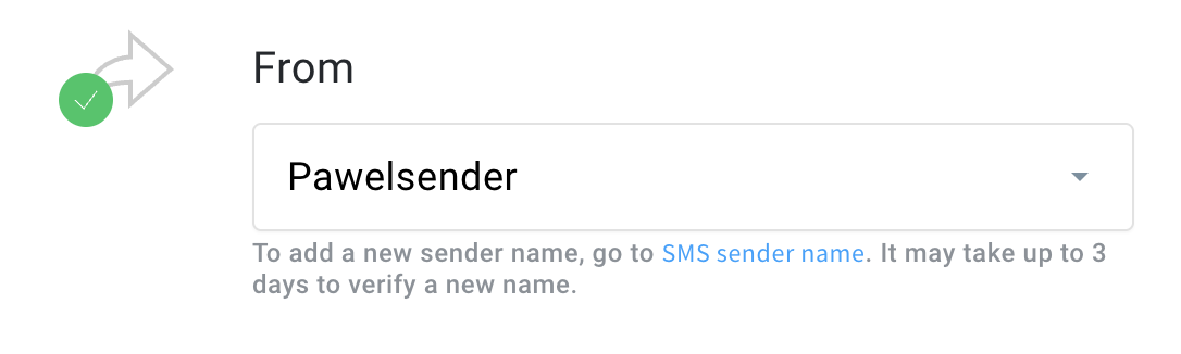 Choosing the SMS sender name.