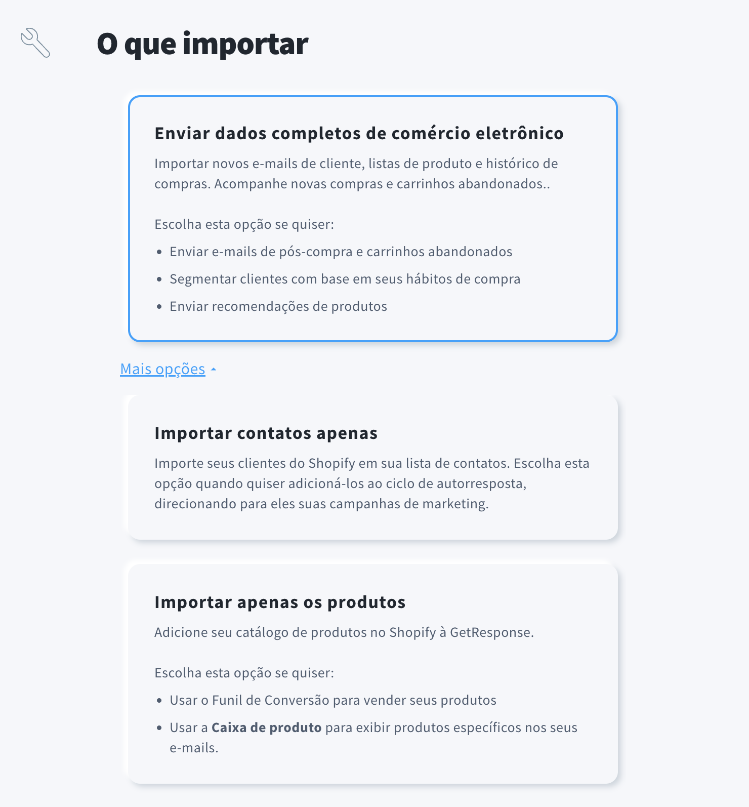 Importar configuração na integração Shopify