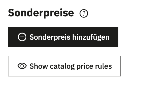 Einstellungen für Sonderpreise