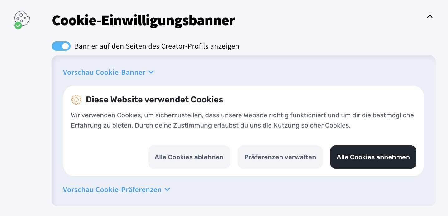 Cookie-Einwilligungsbanner.