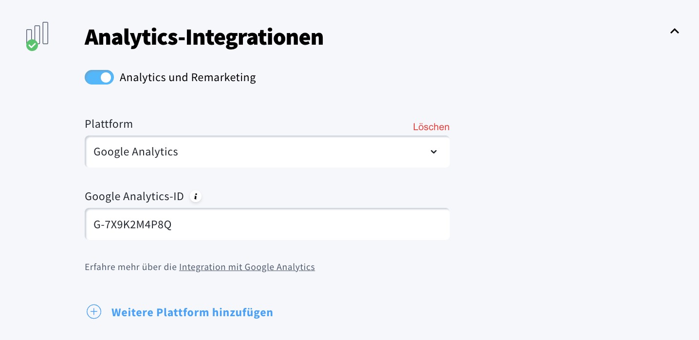 Analytics-Integrationen.