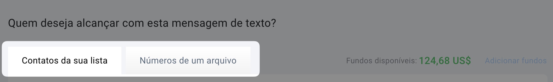 Escolha se pretende enviar a mensagem para contactos de uma lista selecionada na sua conta GetResponse ou para contactos importados de um ficheiro.
