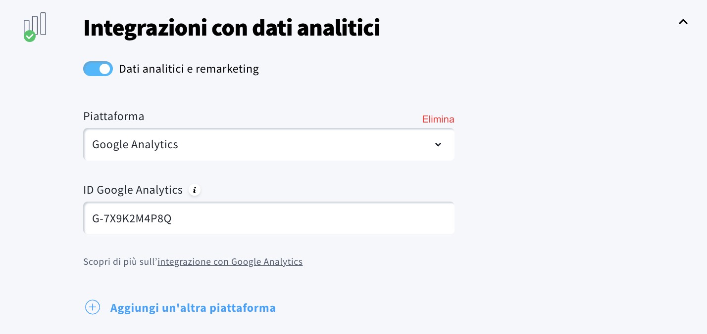 Integrazioni con dati analitici.