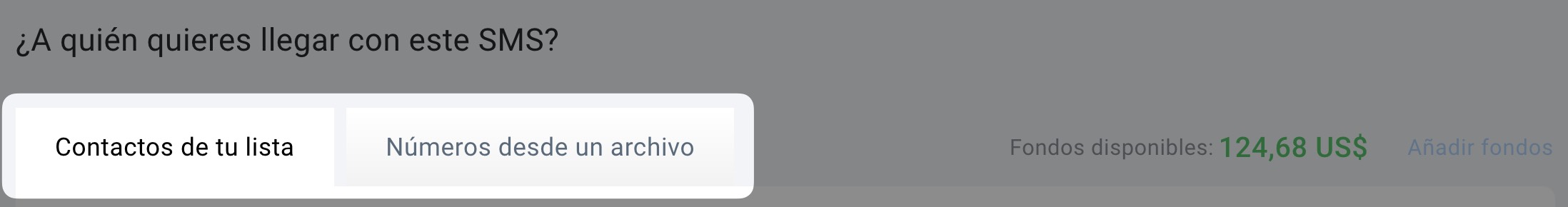 Podrá elegir si desea enviar el mensaje a los contactos de una lista seleccionada en su cuenta de GetResponse o a los contactos importados desde un archivo.