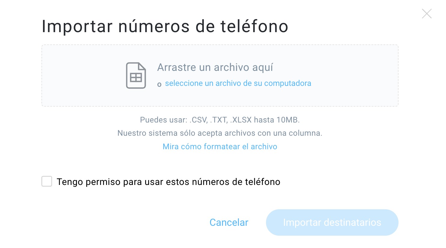 Importar un archivo con números.