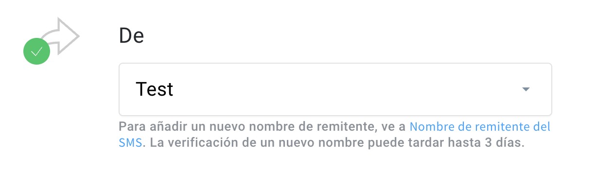 Elegir el nombre del remitente del SMS.