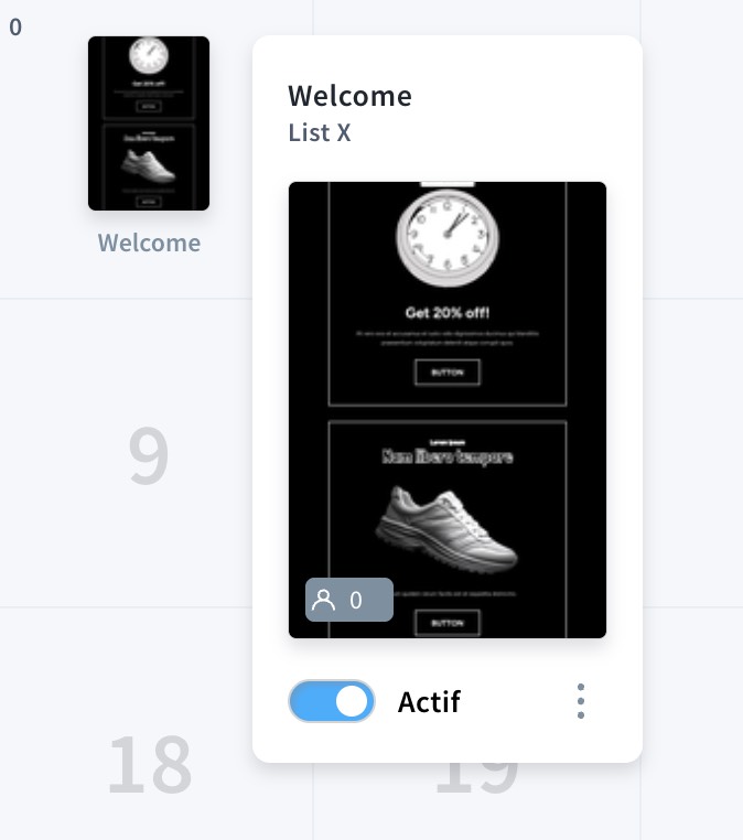Détails d’un message d’auto-répondeur dans la vue calendrier.