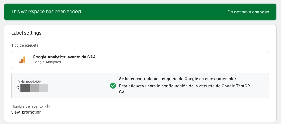 Configuración de etiquetas en GTM