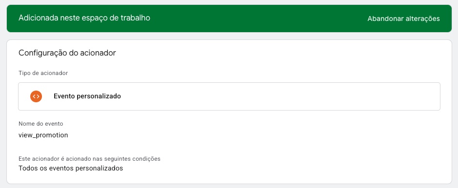 Configuração personalizada de gatilhos de eventos no GTM