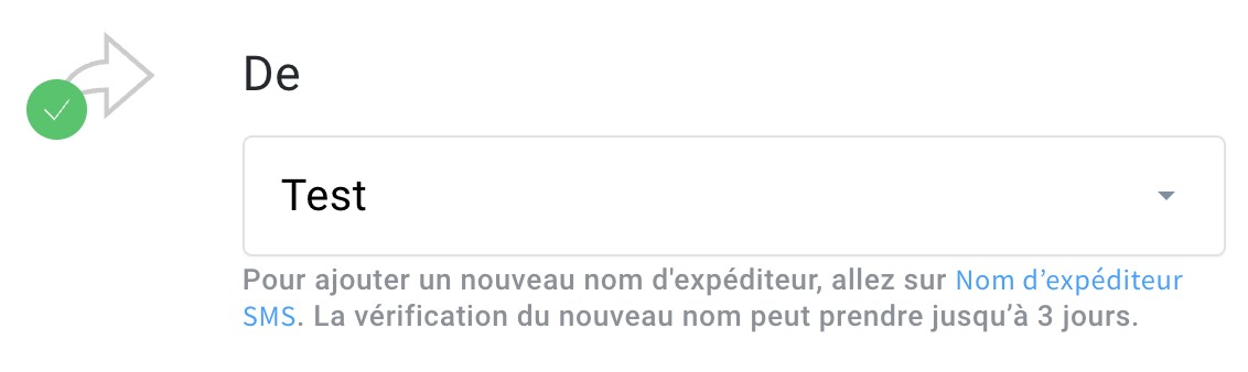 Choisir le nom de l'expéditeur du SMS.