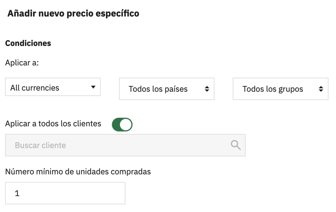 Agregar configuración para el nuevo precio especial