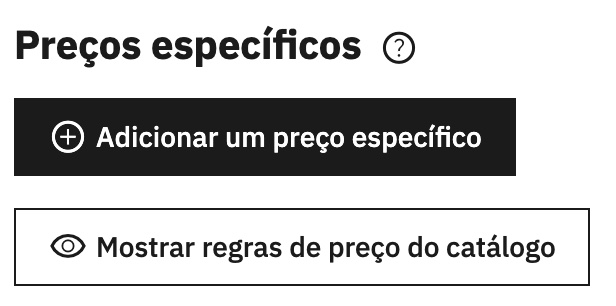 Configurações para preços especiais